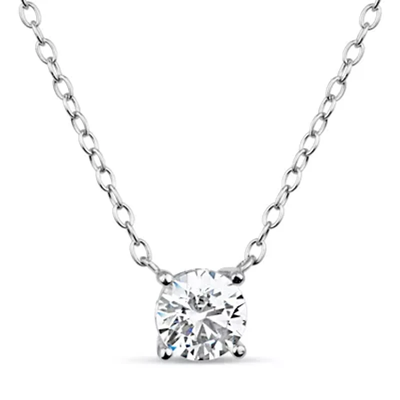Womens CT. T.W. White Zirconia Sterling Silver Round 18 Inch Pendant Necklace