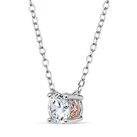 Womens CT. T.W. White Zirconia Sterling Silver Round 18 Inch Pendant Necklace