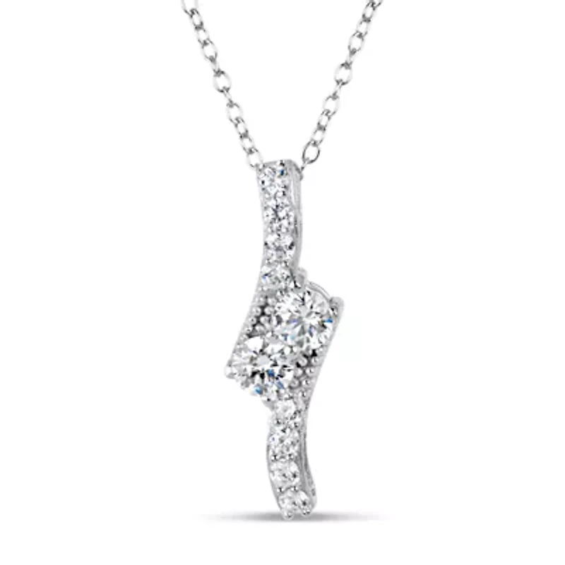 Womens /3 CT. T.W. White Zirconia Sterling Silver Round 18 Inch Pendant Necklace