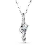 Womens /3 CT. T.W. White Zirconia Sterling Silver Round 18 Inch Pendant Necklace