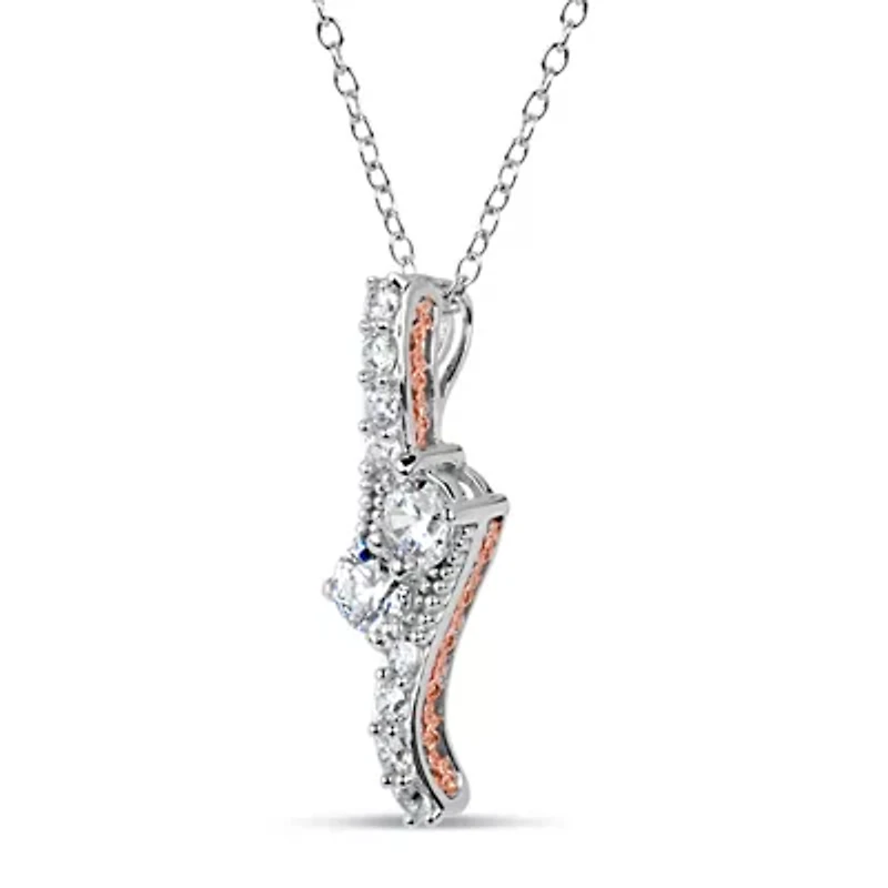 Womens /3 CT. T.W. White Zirconia Sterling Silver Round 18 Inch Pendant Necklace