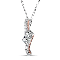 Womens /3 CT. T.W. White Zirconia Sterling Silver Round 18 Inch Pendant Necklace