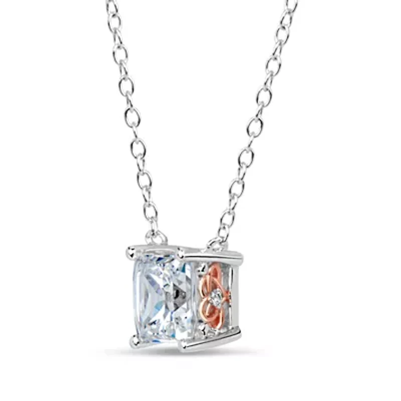 Womens 2 CT. T.W. White Zirconia Sterling Silver Square 18 Inch Pendant Necklace
