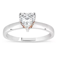 Womens 1 5/8 CT. T.W. White Zirconia Sterling Silver Heart Solitaire Cocktail Ring
