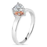 Womens 1 5/8 CT. T.W. White Zirconia Sterling Silver Heart Solitaire Cocktail Ring