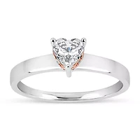 Womens 1 1/10 CT. T.W.  White Zirconia Sterling Silver Heart Solitaire Cocktail Ring