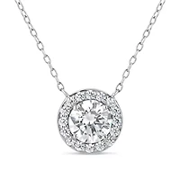 Womens /3 CT. T.W. White Zirconia Sterling Silver Round 18 Inch Pendant Necklace