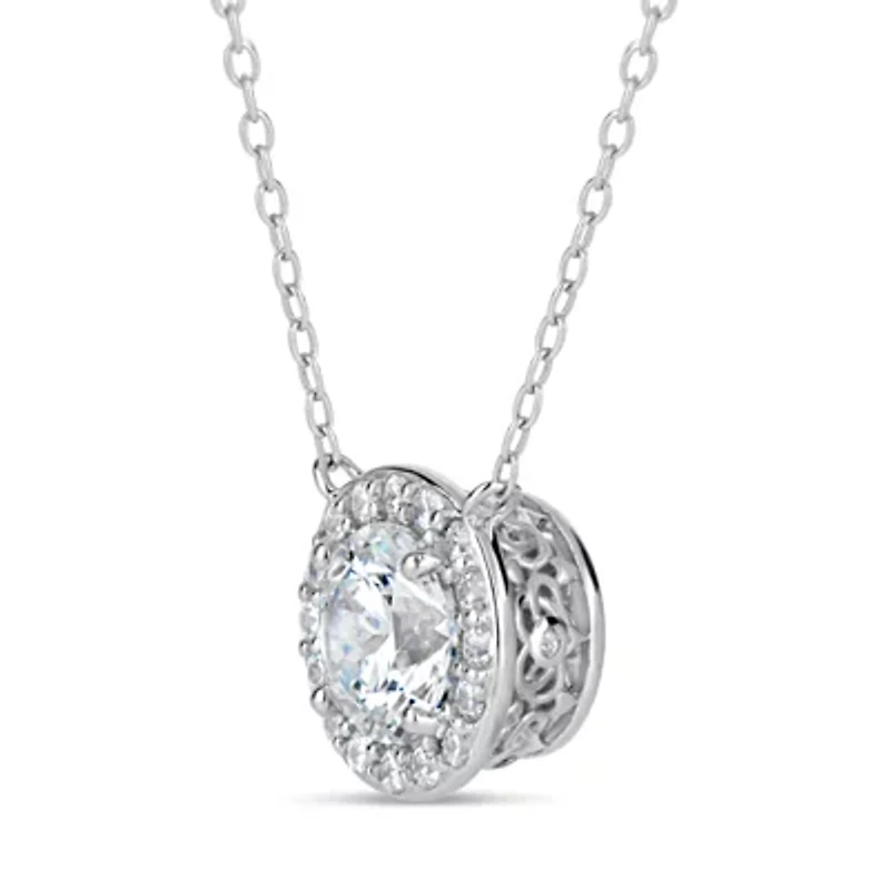 Womens /3 CT. T.W. White Zirconia Sterling Silver Round 18 Inch Pendant Necklace