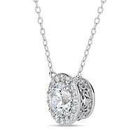 Womens /3 CT. T.W. White Zirconia Sterling Silver Round 18 Inch Pendant Necklace