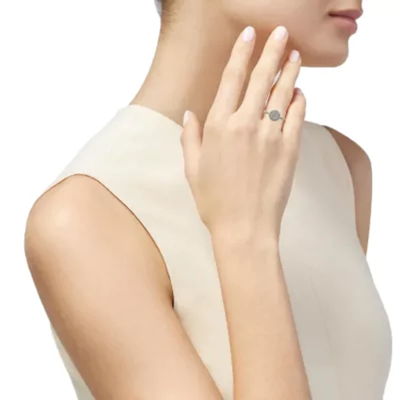 Womens 1/2 CT. T.W. Natural White Diamond 14K Gold Round Halo Cocktail Ring
