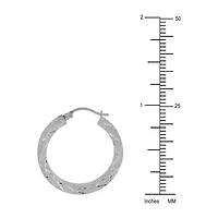 Womens Sterling Silver 25mm Round Hoop Earrings