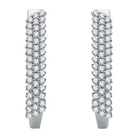 Womens 1/2 CT. T.W. Natural White Diamond 10K White Gold 20.3mm Hoop Earrings