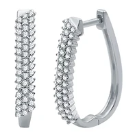 Womens 1/2 CT. T.W. Natural White Diamond 10K White Gold 20.3mm Hoop Earrings
