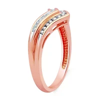 Womens 2MM 1/4 CT. T.W. Natural White Diamond 14K Rose Gold Over Silver Sterling Chevron Wedding Band