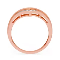 Womens 2MM 1/4 CT. T.W. Natural White Diamond 14K Rose Gold Over Silver Sterling Chevron Wedding Band