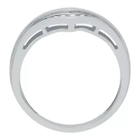 Womens 2MM 1/4 CT. T.W. Natural White Diamond Sterling Silver Chevron Wedding Band