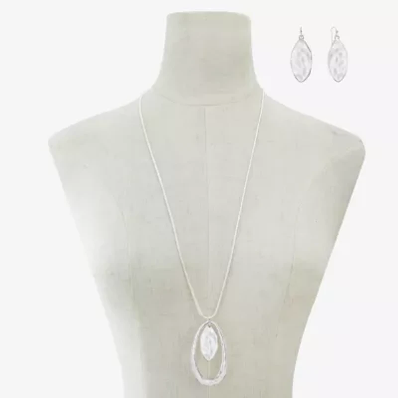 Liz Claiborne Orbital Pendant Necklace And Drop Earring Womens 2-pc. Jewelry Set