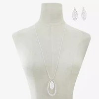 Liz Claiborne Orbital Pendant Necklace And Drop Earring Womens 2-pc. Jewelry Set