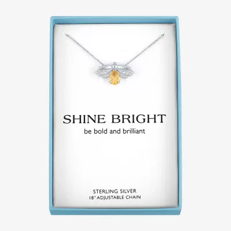 Firefly "Shine Bright" Womens Lab Created Yellow Citrine Sterling Silver 18 Inch Pendant Necklace