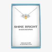 Firefly "Shine Bright" Womens Lab Created Yellow Citrine Sterling Silver 18 Inch Pendant Necklace