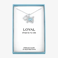 Scottie Dog Womens Lab Created Blue Topaz Sterling Silver 18 Inch Pendant Necklace