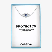 "Protector" Womens Lab Created Blue Sapphire Sterling Silver Evil Eye Pendant Necklace