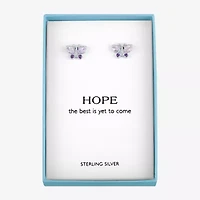 Genuine Purple Amethyst Sterling Silver 8mm Butterfly Stud Earrings