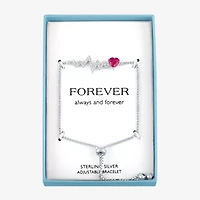Heartbeat Womens Lab Created Red Ruby Sterling Silver Heart Bolo Bracelet