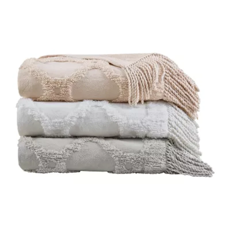 Madison Park Hannah Cotton Chenille Washable Lightweight Throw
