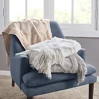 Madison Park Hannah Cotton Chenille Washable Lightweight Throw