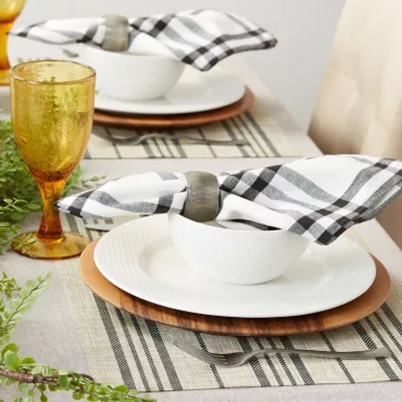 Design Imports Black Farmhouse Stripe Pvc Woven 6-pc. Table Linen Set