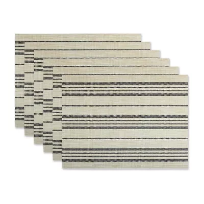 Design Imports Black Farmhouse Stripe Pvc Woven 6-pc. Table Linen Set