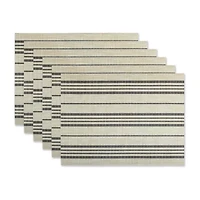 Design Imports Black Farmhouse Stripe Pvc Woven 6-pc. Table Linen Set