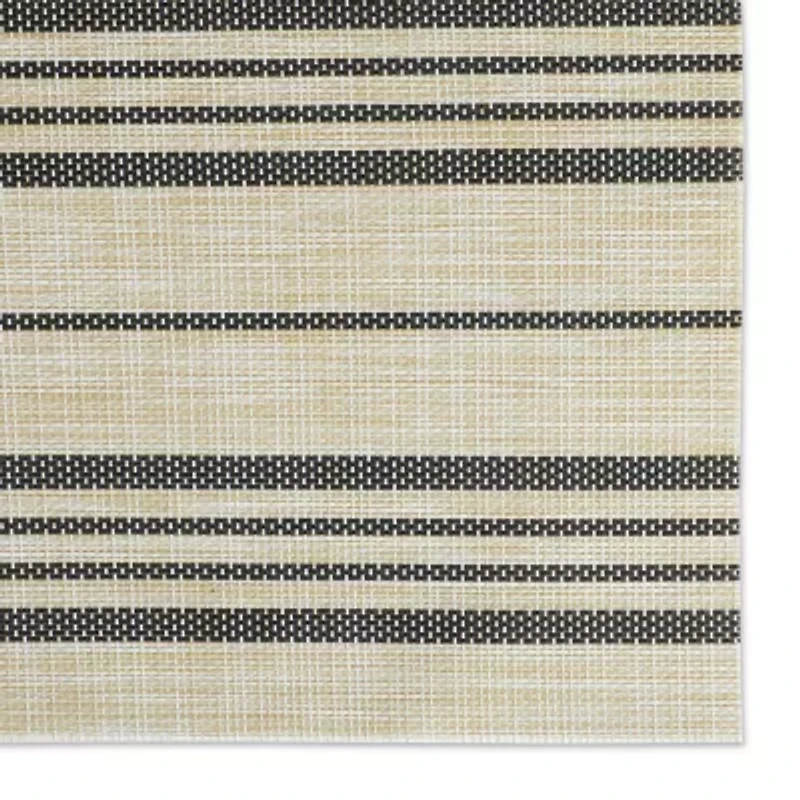 Design Imports Black Farmhouse Stripe Pvc Woven 6-pc. Table Linen Set