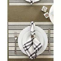 Design Imports Black Farmhouse Stripe Pvc Woven 6-pc. Table Linen Set