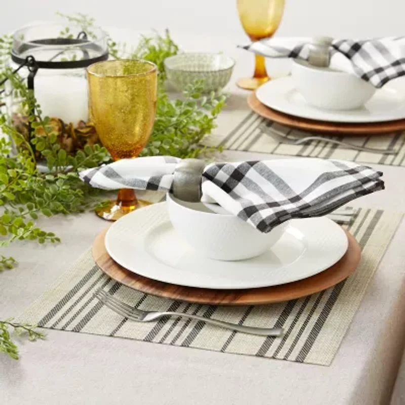Design Imports Black Farmhouse Stripe Pvc Woven 6-pc. Table Linen Set