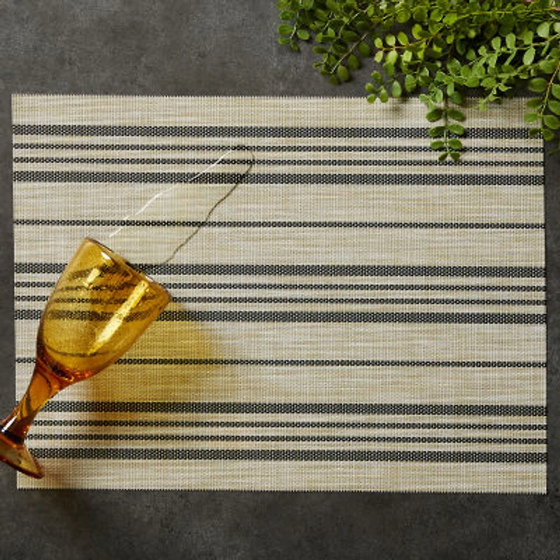 Design Imports Black Farmhouse Stripe Pvc Woven 6-pc. Table Linen Set