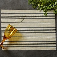 Design Imports Black Farmhouse Stripe Pvc Woven 6-pc. Table Linen Set