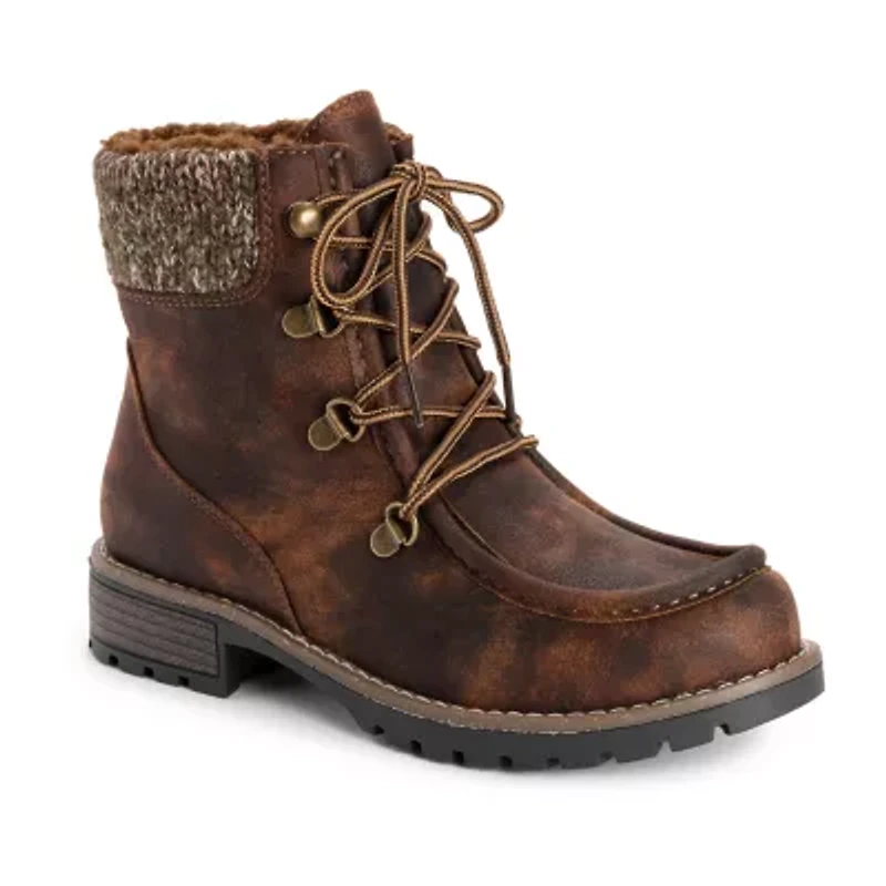 Muk Luks Womens Hiker Rocky Stacked Heel Dress Boots