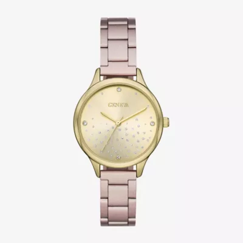 Geneva Ladies Womens Crystal Accent Pink Bracelet Watch Fmdjm280