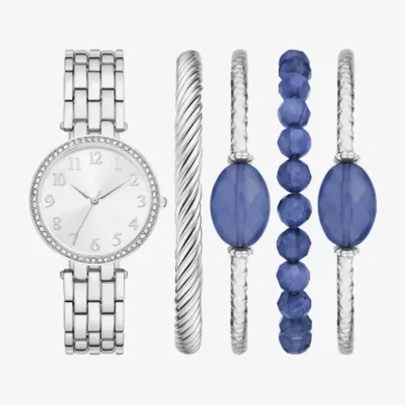 Ladies Boxed Sets Womens Crystal Accent Silver Tone 5-pc. Watch Boxed Set Fmdjset353