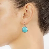 Sparkle Allure Genuine Stone Womens Blue Pure Silver Over Brass Square Drop Earrings