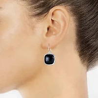 Sparkle Allure Genuine Stone Womens Blue Pure Silver Over Brass Square Drop Earrings