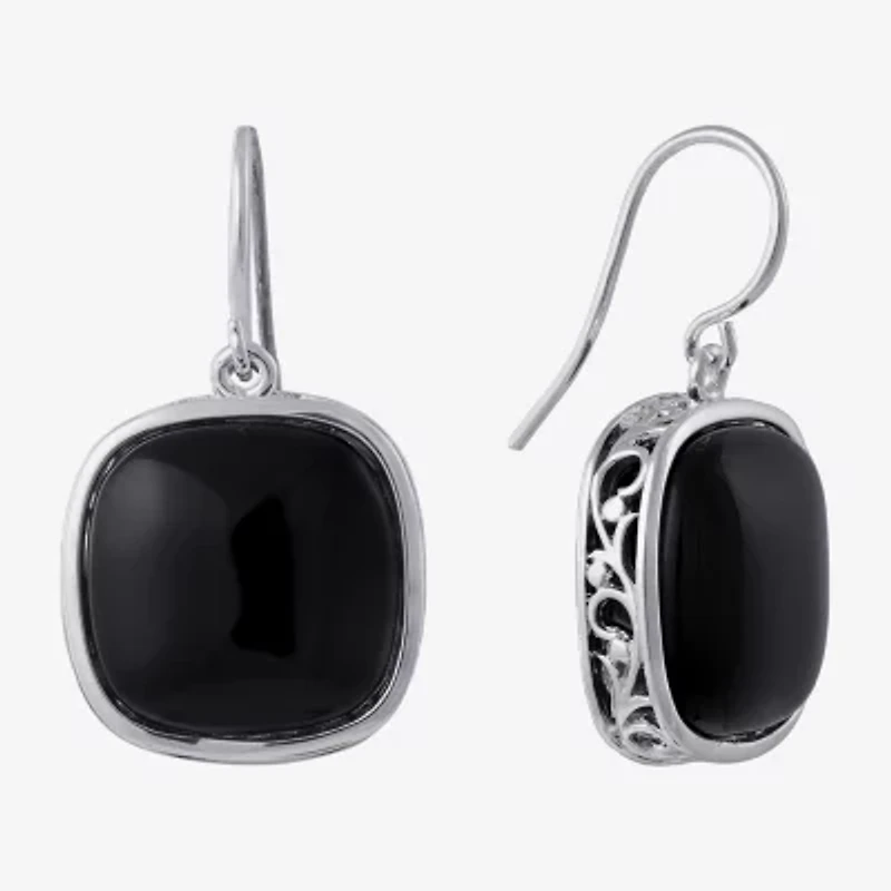 Sparkle Allure Genuine Stone Womens Blue Pure Silver Over Brass Square Drop Earrings