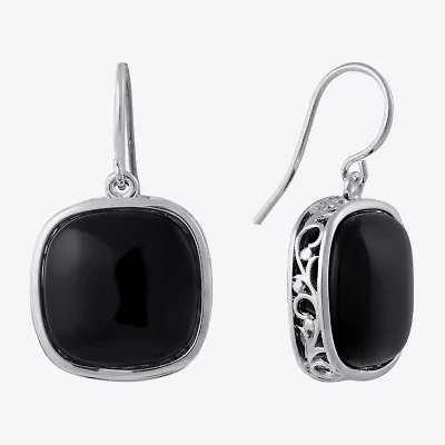 Sparkle Allure Genuine Stone Womens Blue Pure Silver Over Brass Square Drop Earrings