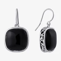 Sparkle Allure Genuine Stone Womens Blue Pure Silver Over Brass Square Drop Earrings