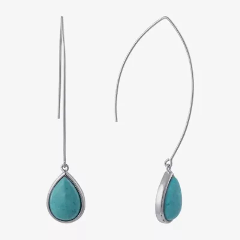 Sparkle Allure Womens Howlite Pure Silver Over Brass Pear Drop Earrings