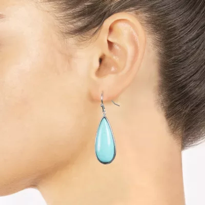 Sparkle Allure Womens Howlite Pure Silver Over Brass Pear Drop Earrings