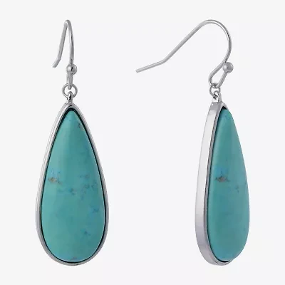 Sparkle Allure Womens Howlite Pure Silver Over Brass Pear Drop Earrings