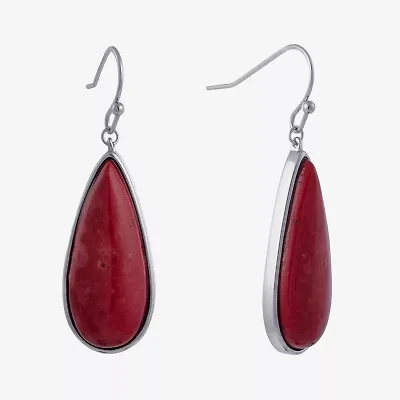 Sparkle Allure Womens Red Howlite Pure Silver Over Brass Pear Drop Earrings
